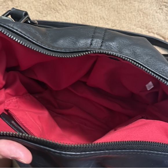 Braided Corset-Style Black Leather Red Interior Handbag Gunmetal Hardware (EUC) - Picture 5 of 8